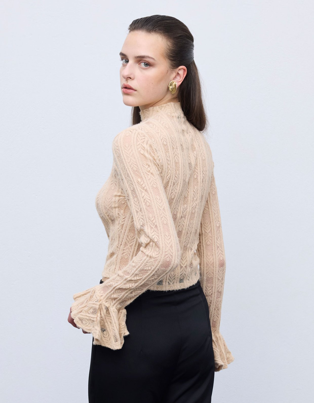 Ciel Concept Lace knit romantic top cream