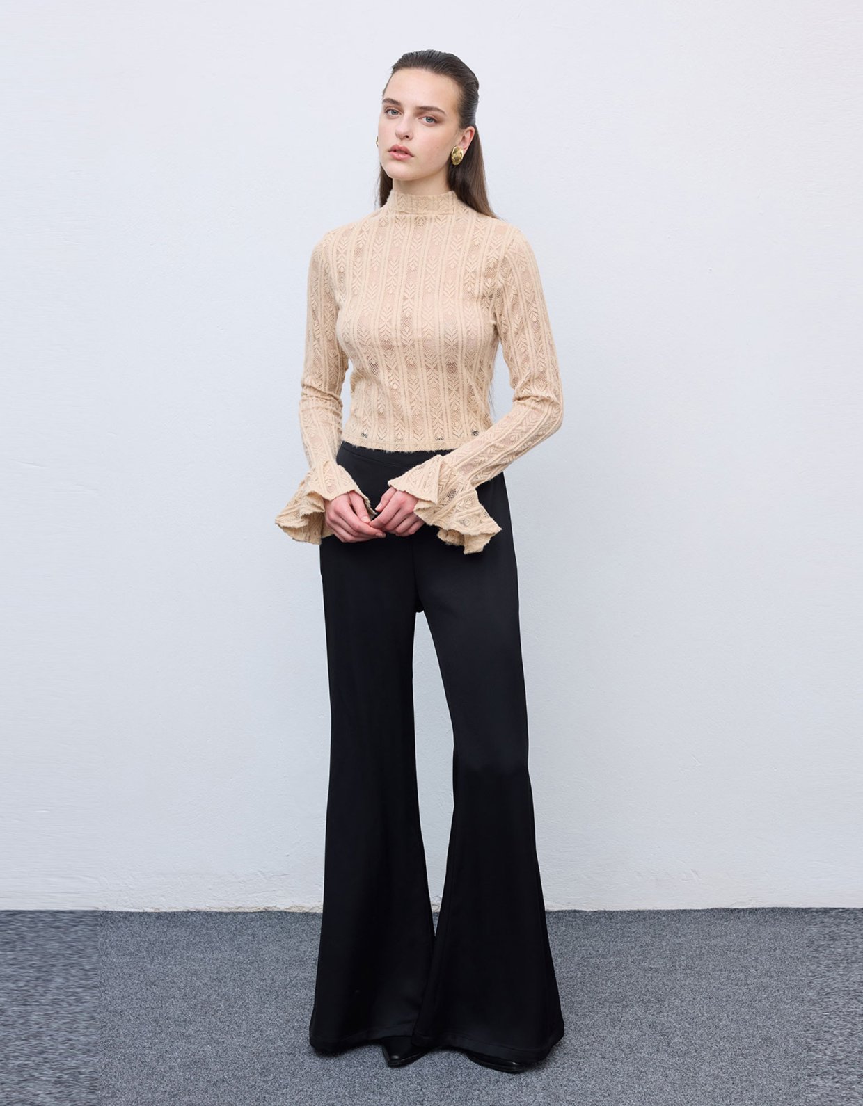Ciel Concept Lace knit romantic top cream