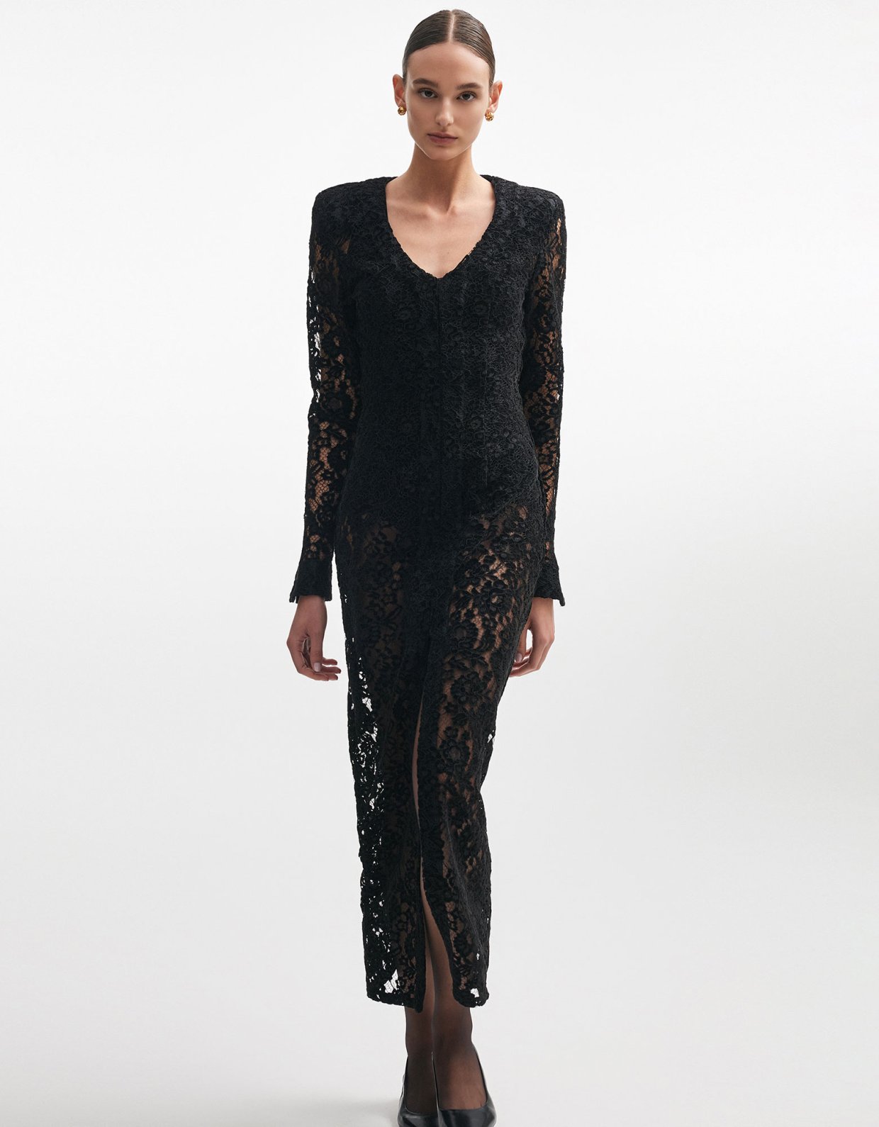 Nadia Rapti Lacer maxi dress black