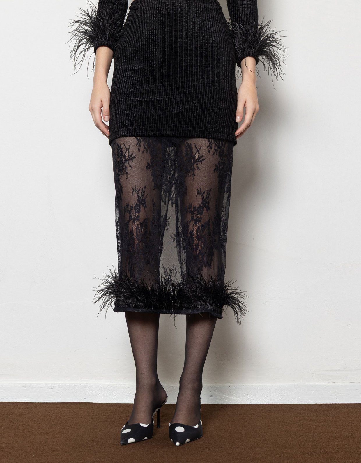 Mallory the label Lacey skirt black