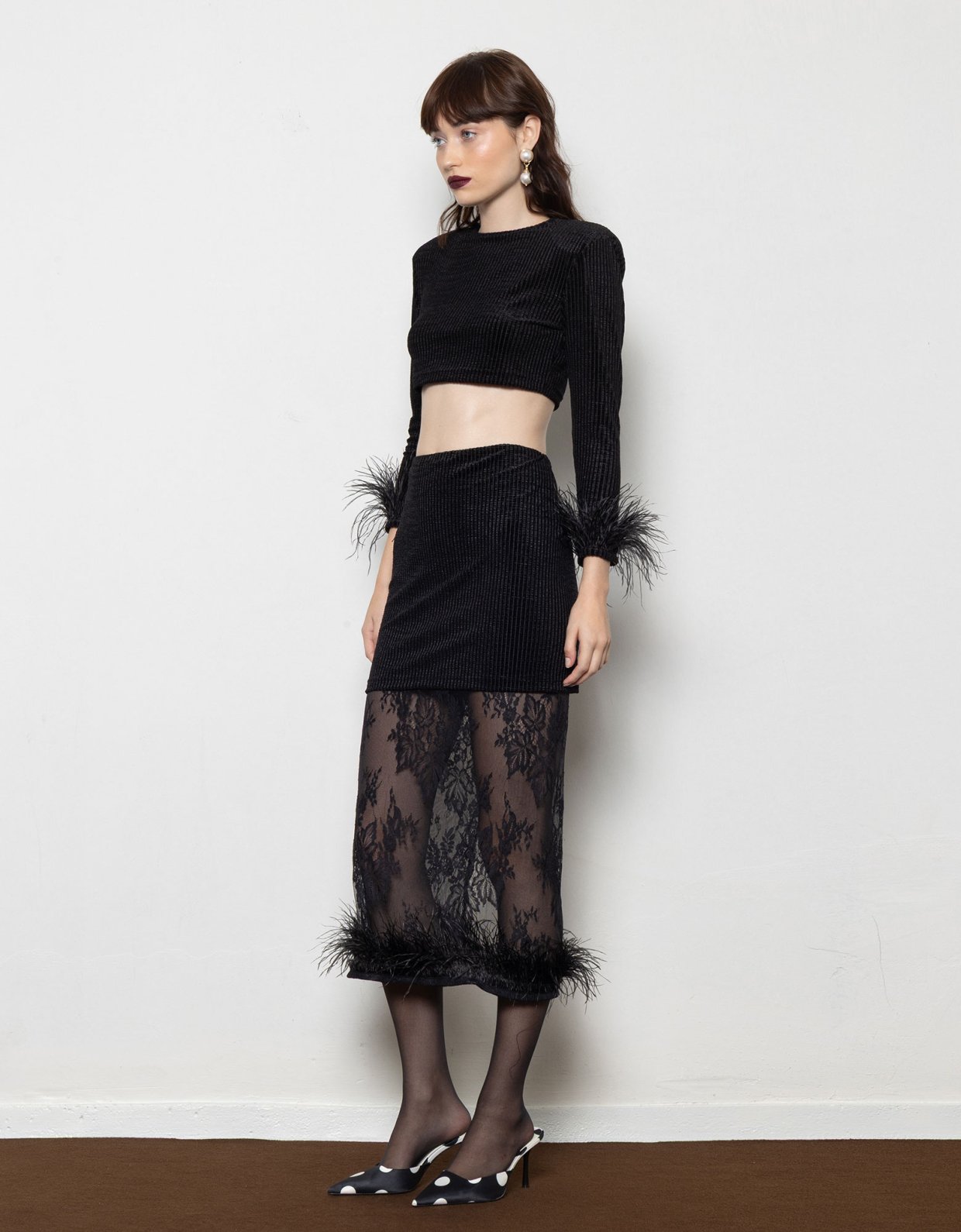 Mallory the label Lacey skirt black