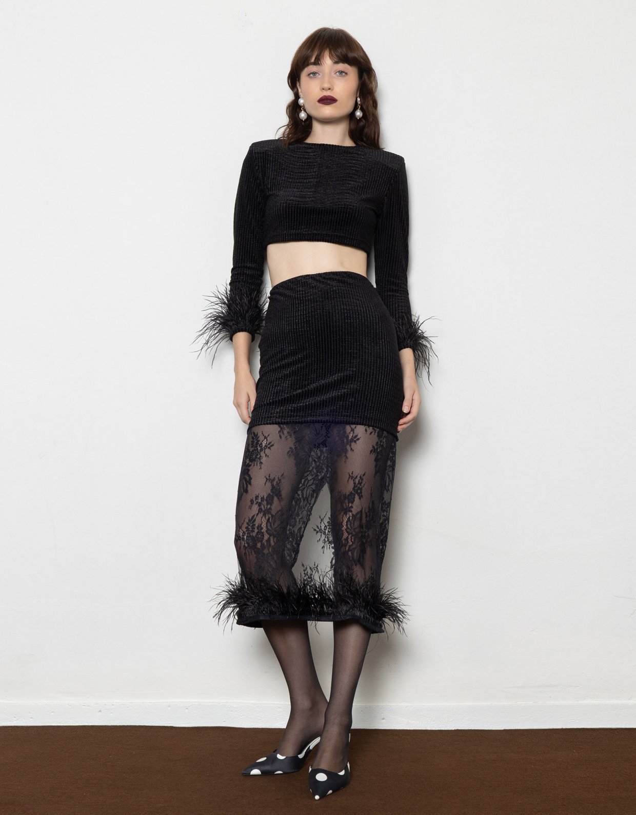 Mallory the label Lacey top black