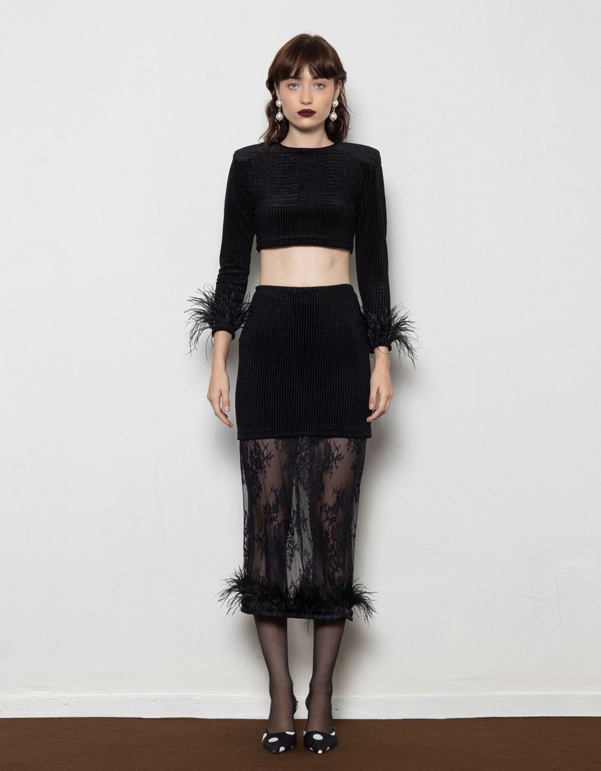 Mallory the label Lacey top black