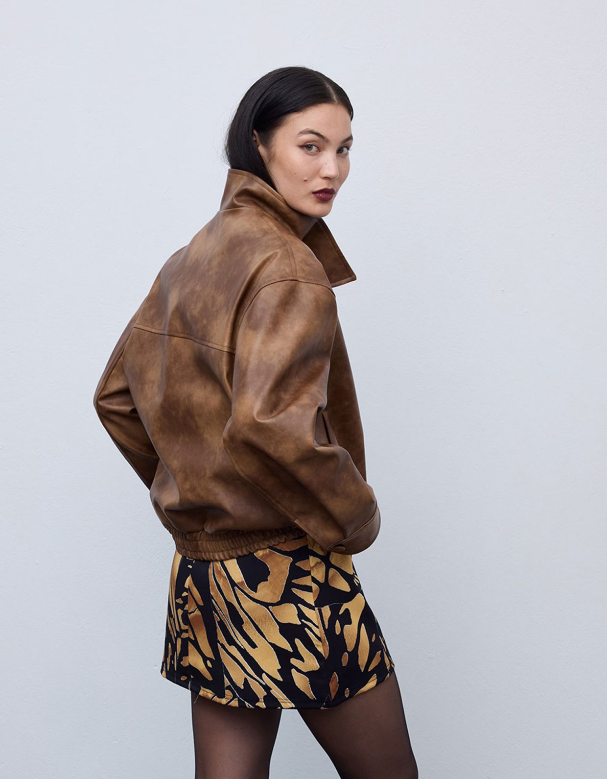 Ciel Concept Leather faded brown oversized jacket