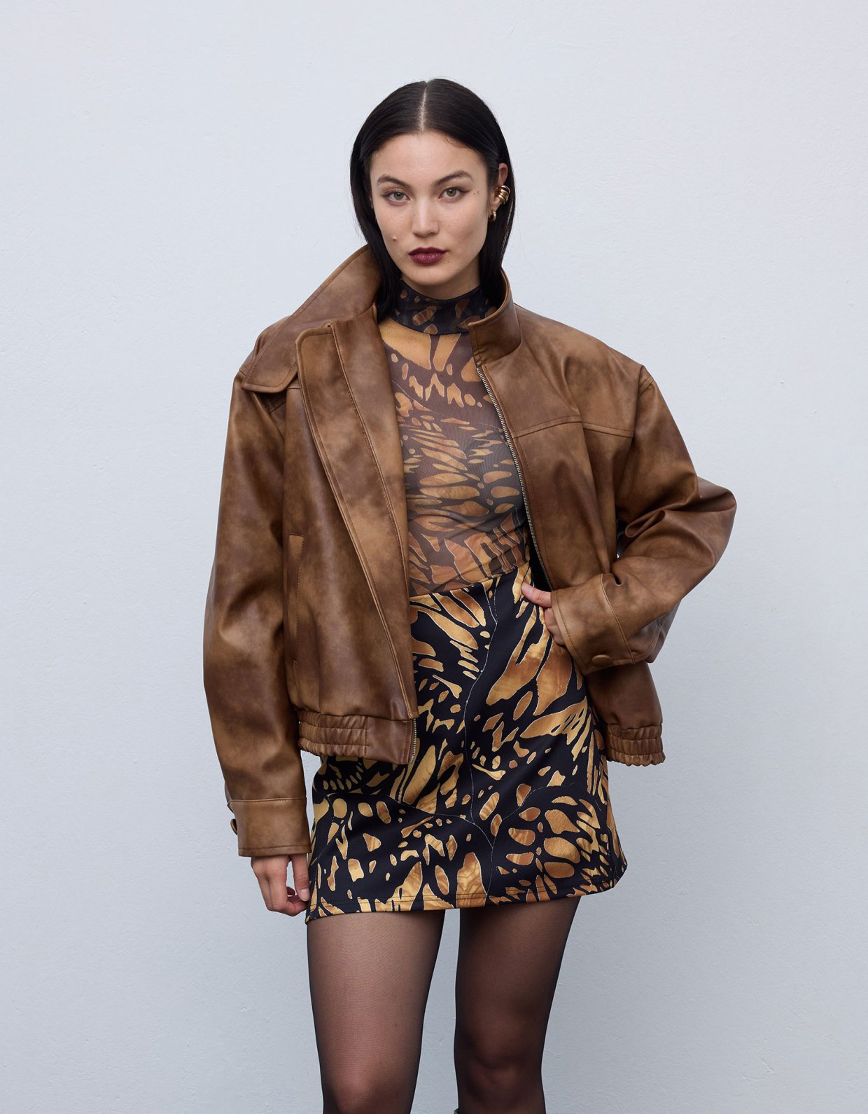 Ciel Concept Leather faded brown oversized jacket