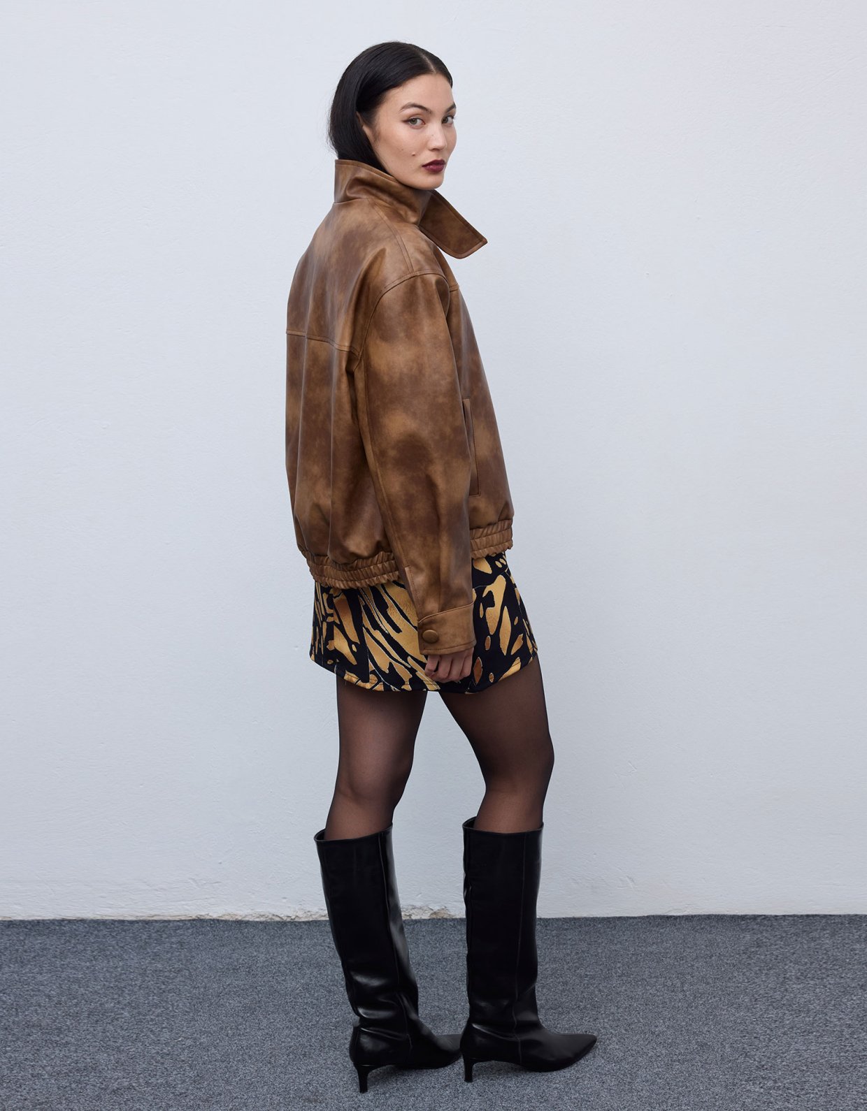 Ciel Concept Leather faded brown oversized jacket