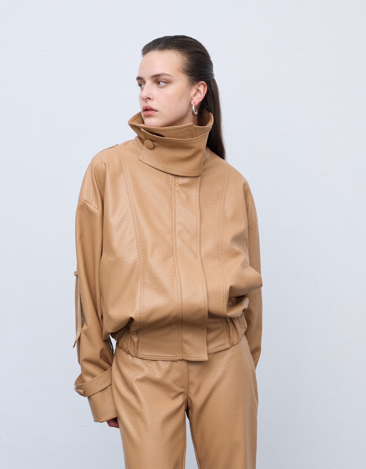 Ciel Concept Leather knots jacket camel