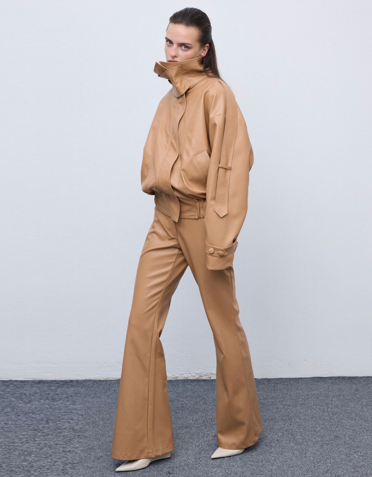 Ciel Concept Leather knots jacket camel