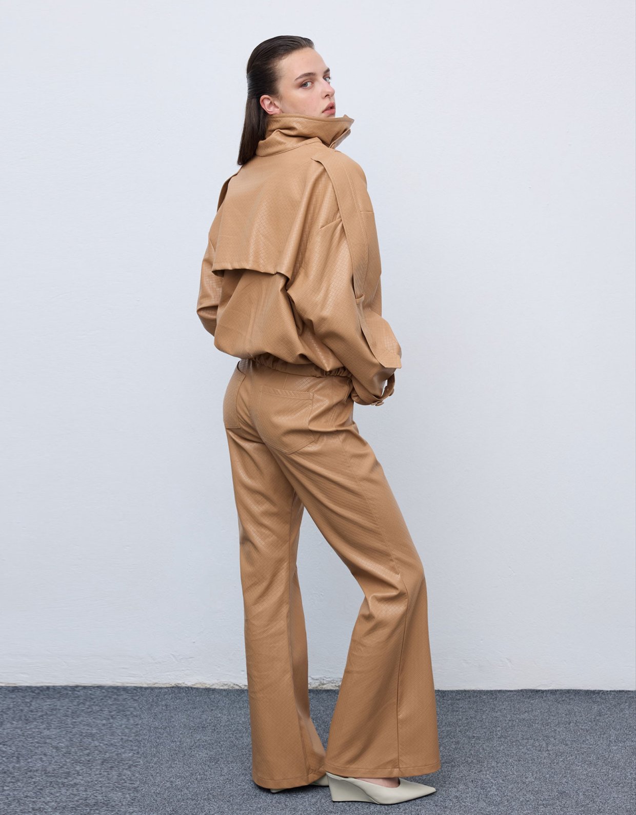 Ciel Concept Leather knots jacket camel