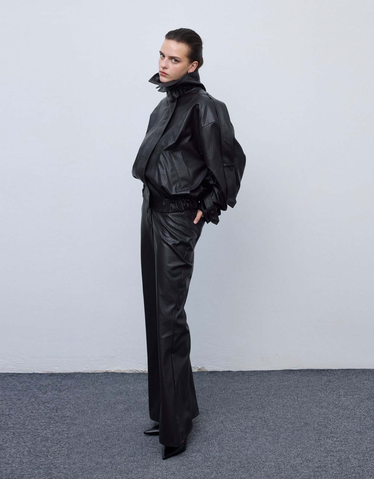 Ciel Concept Leather knots pants black