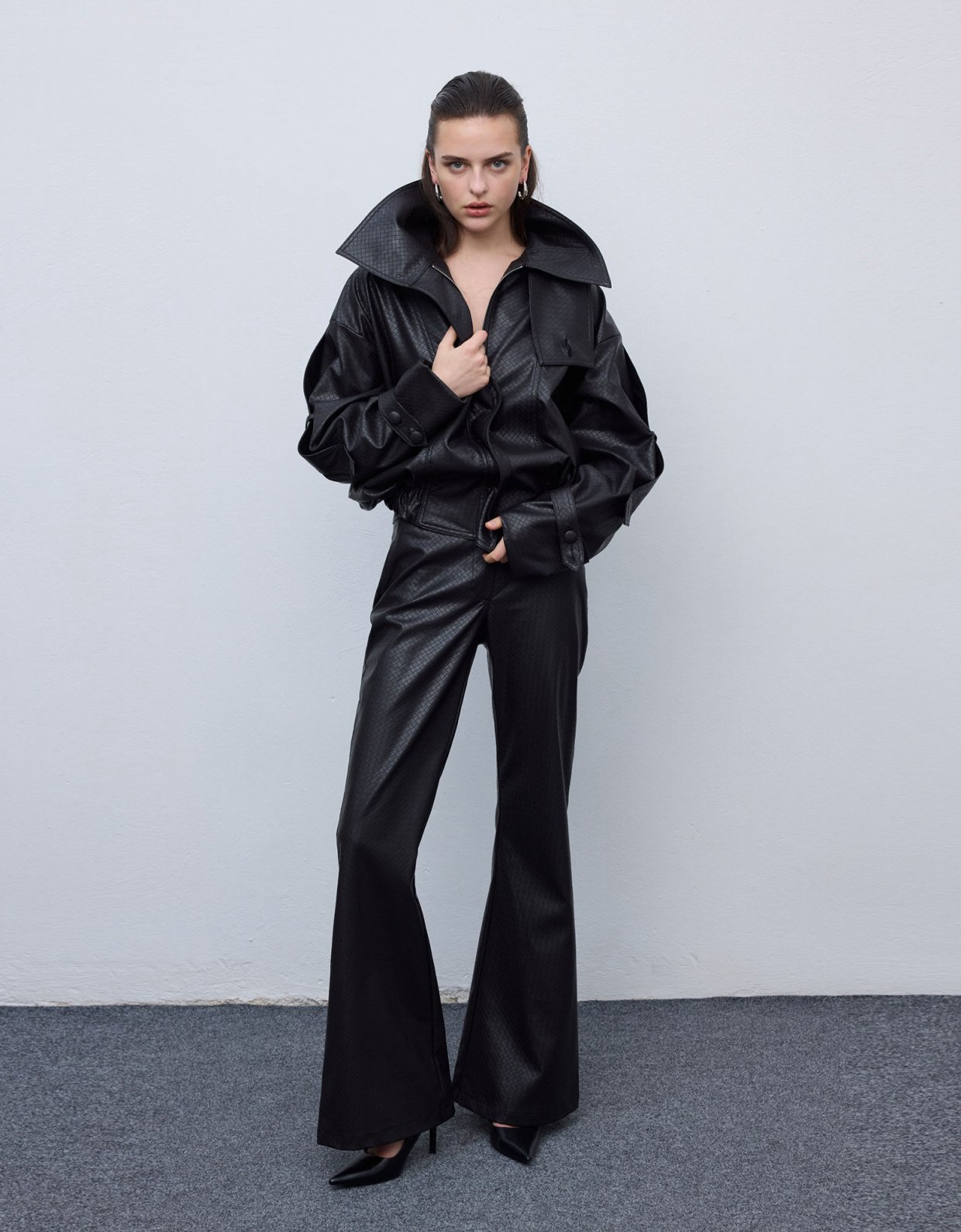 Ciel Concept Leather knots pants black