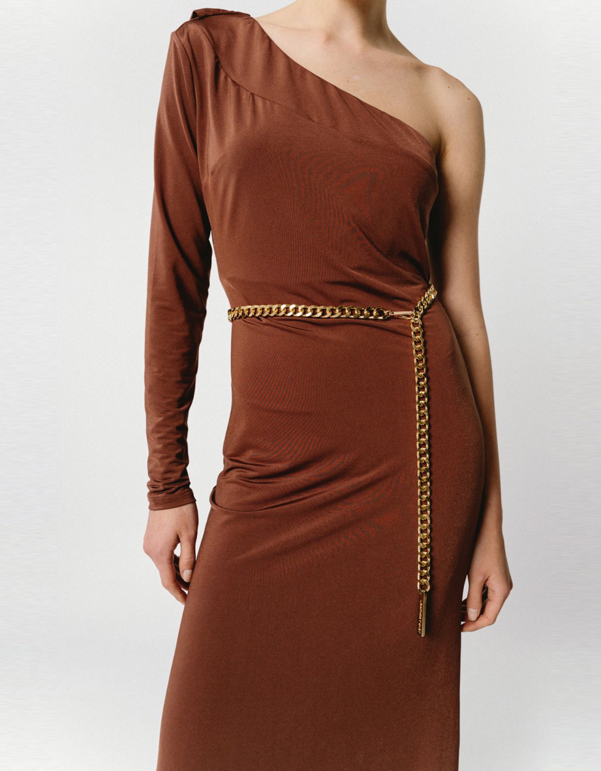 Leather Twist Twist chain belt gold