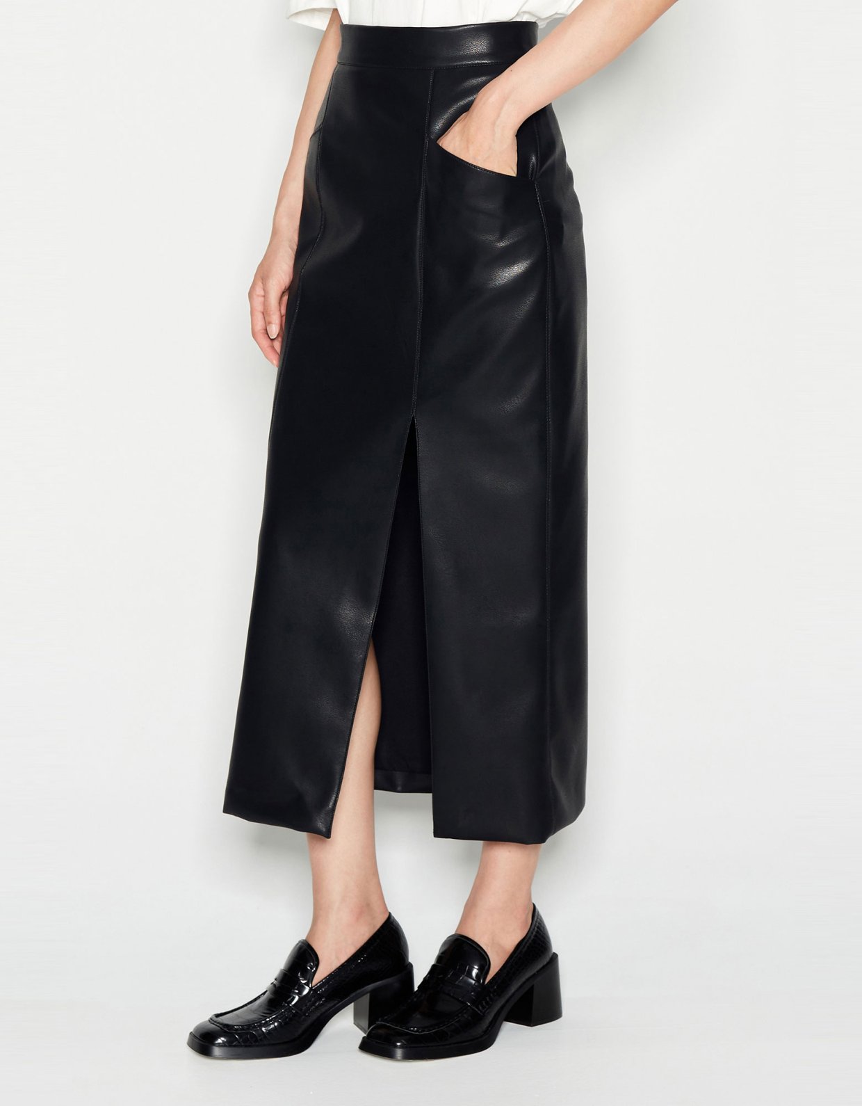 Nadia Rapti Leather adventure skirt black