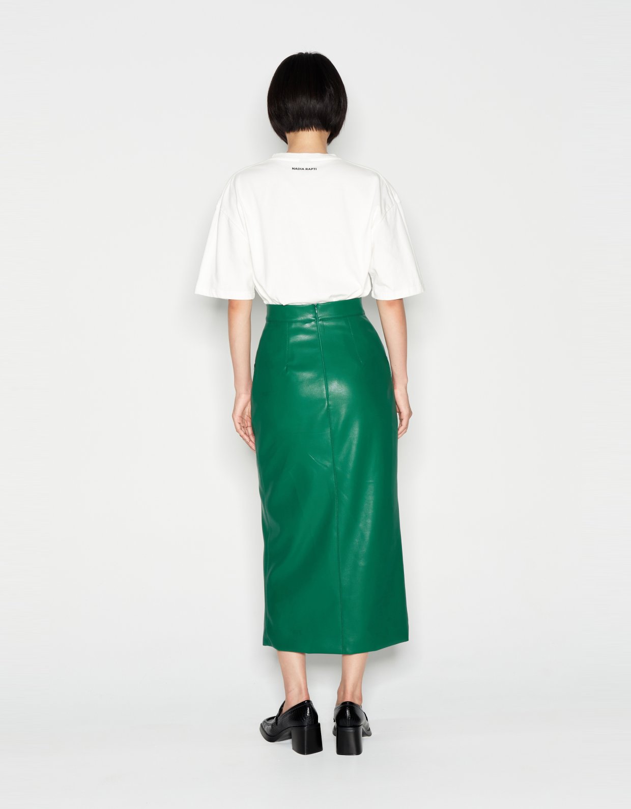 Nadia Rapti Leather adventure skirt green