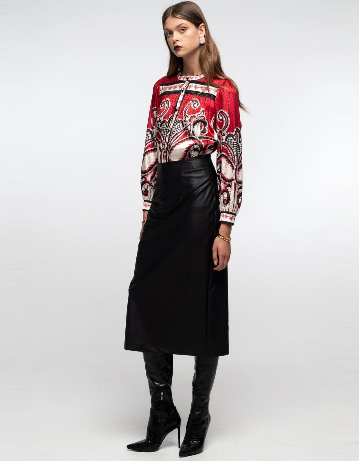 Peace and Chaos Liquorice midi skirt black