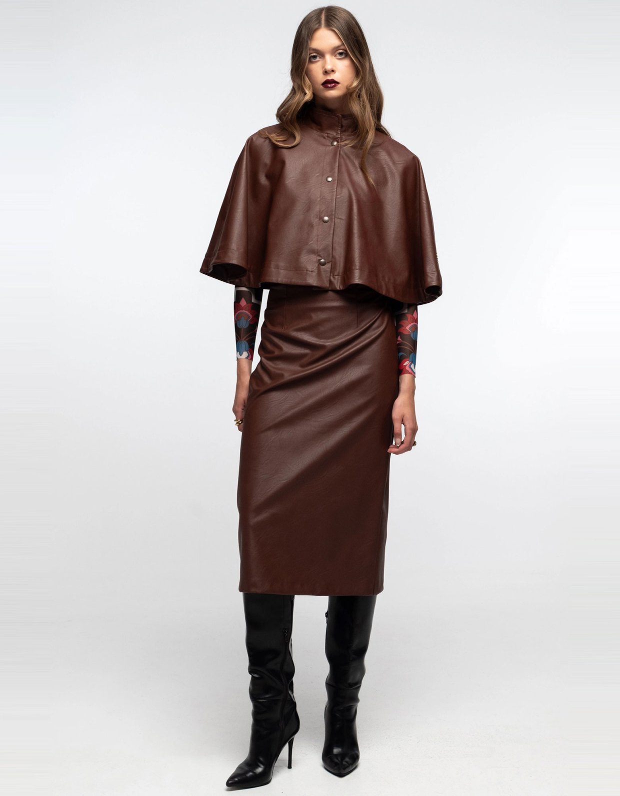 Peace and Chaos Liquorice midi skirt brown