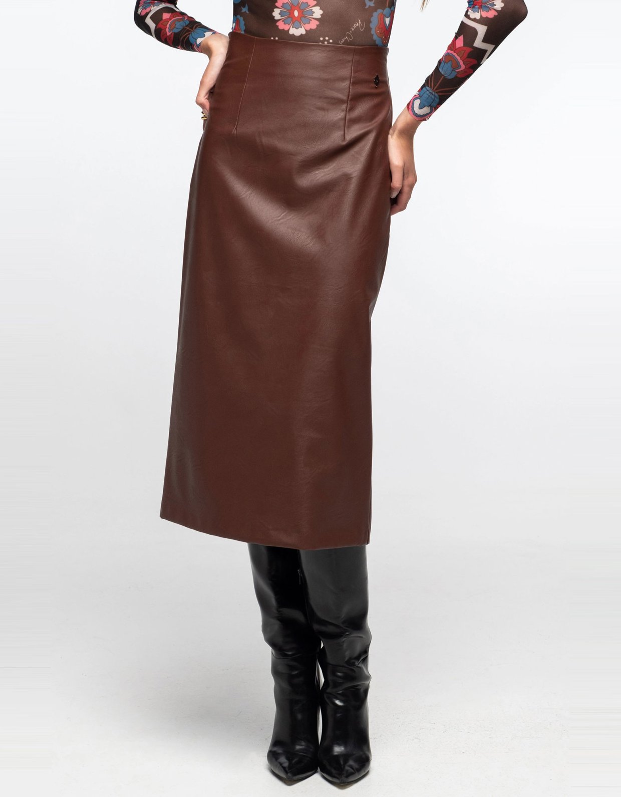 Peace and Chaos Liquorice midi skirt brown