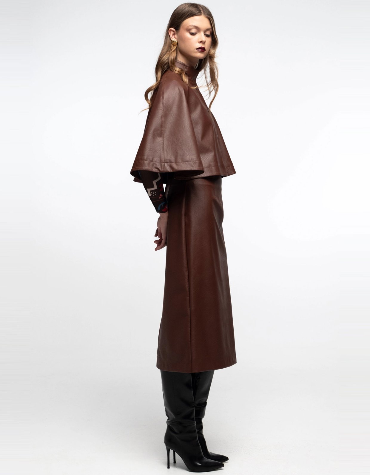Peace and Chaos Liquorice midi skirt brown