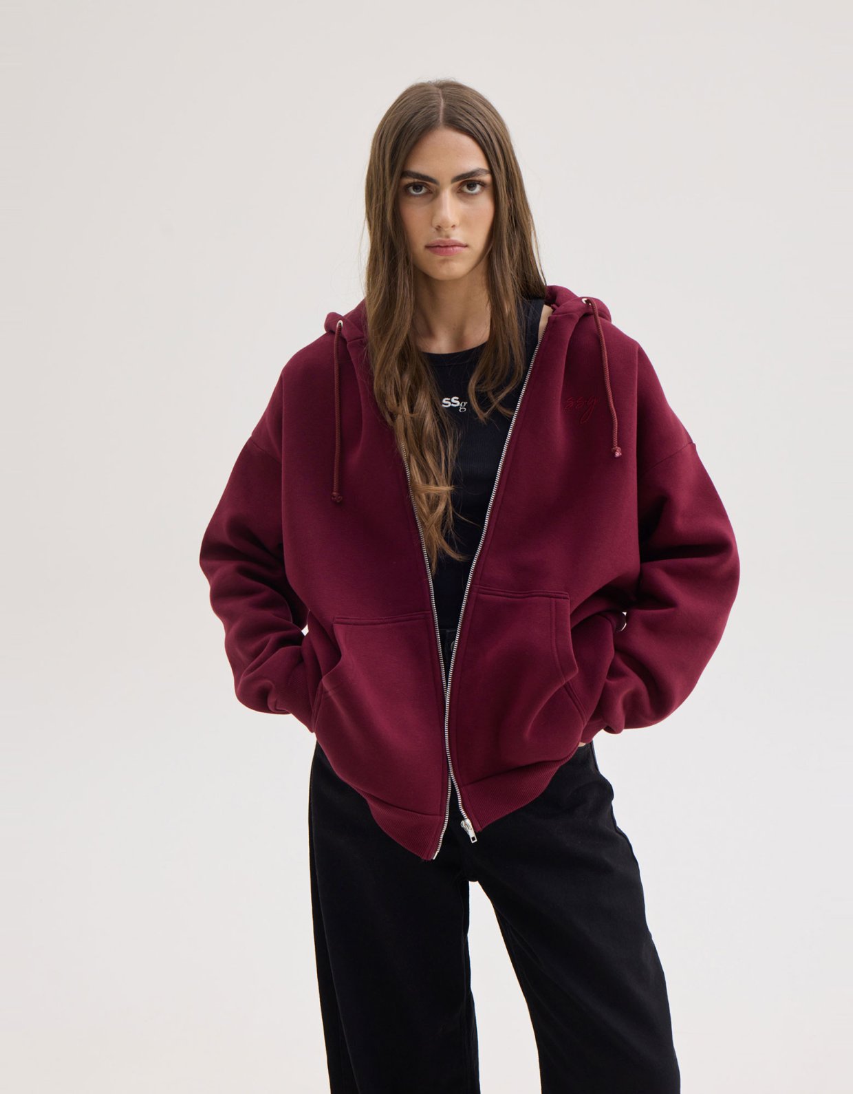 Sunset go Lizi zip hoodie aubergine