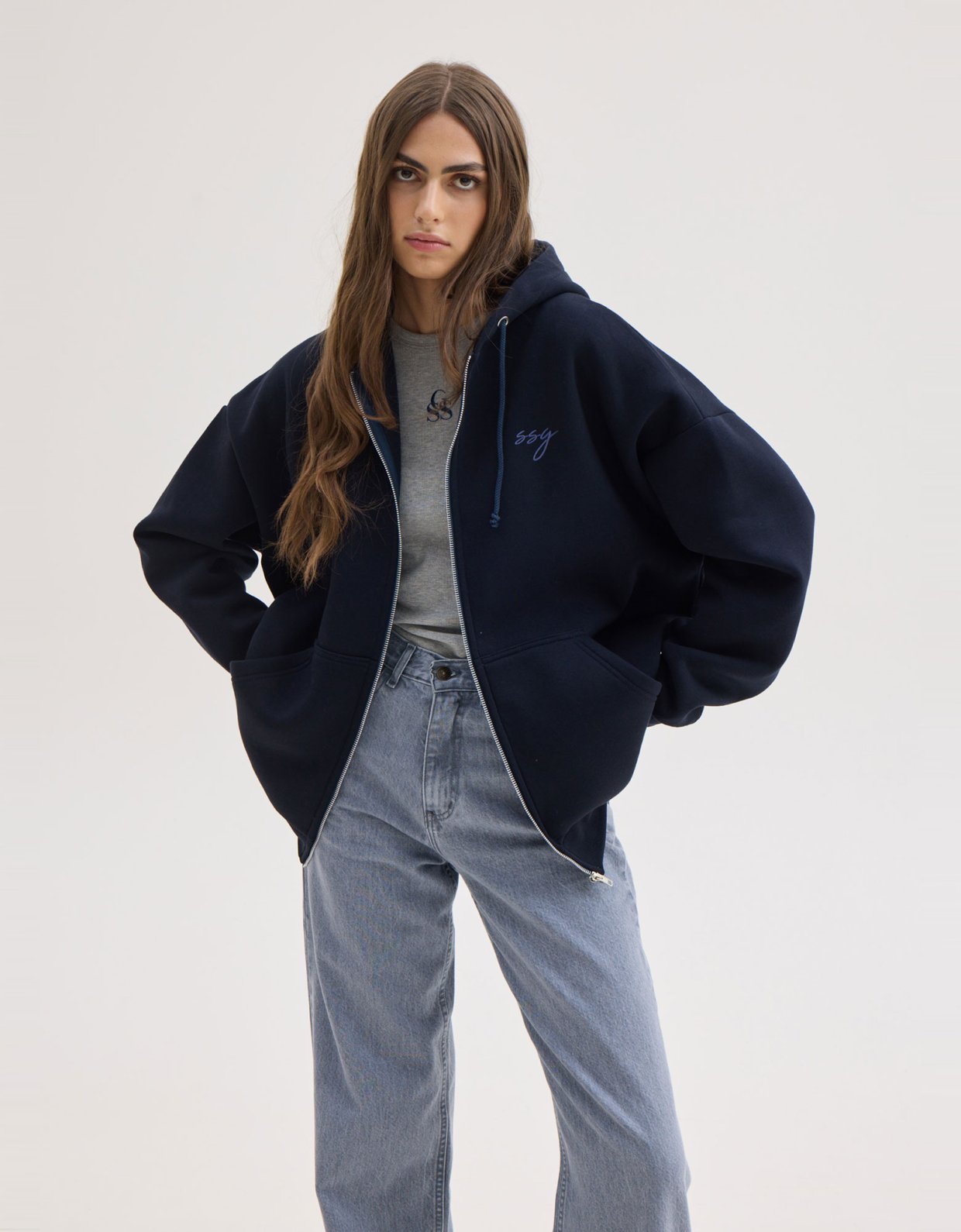 Sunset go Lizi zip hoodie blue