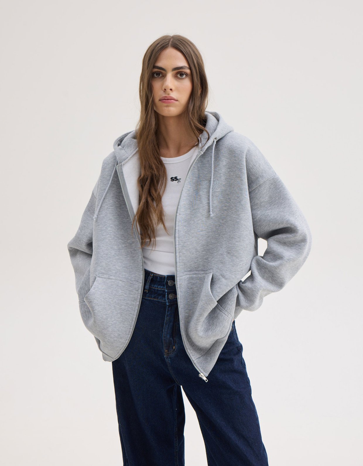 Sunset go Lizi zip hoodie grey