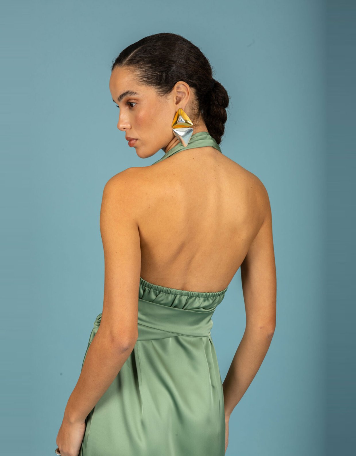 Chaton Alessia satin dress chaki