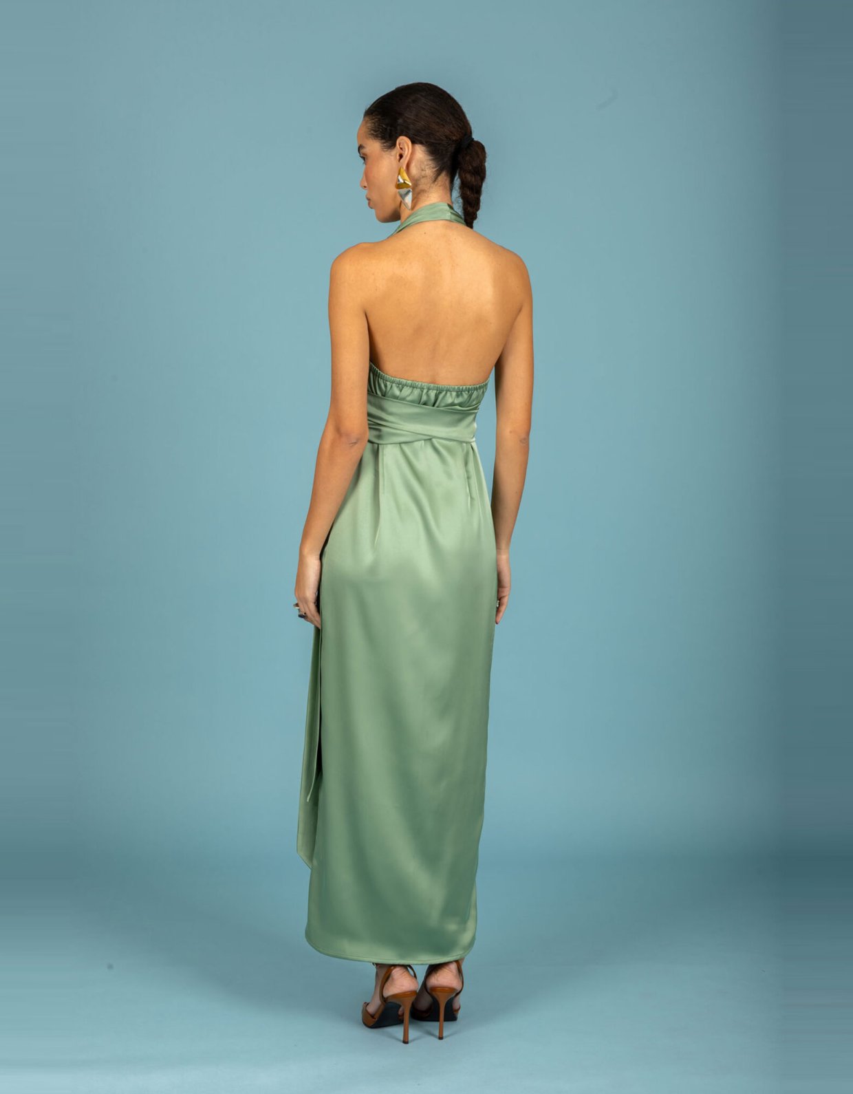 Chaton Alessia satin dress chaki