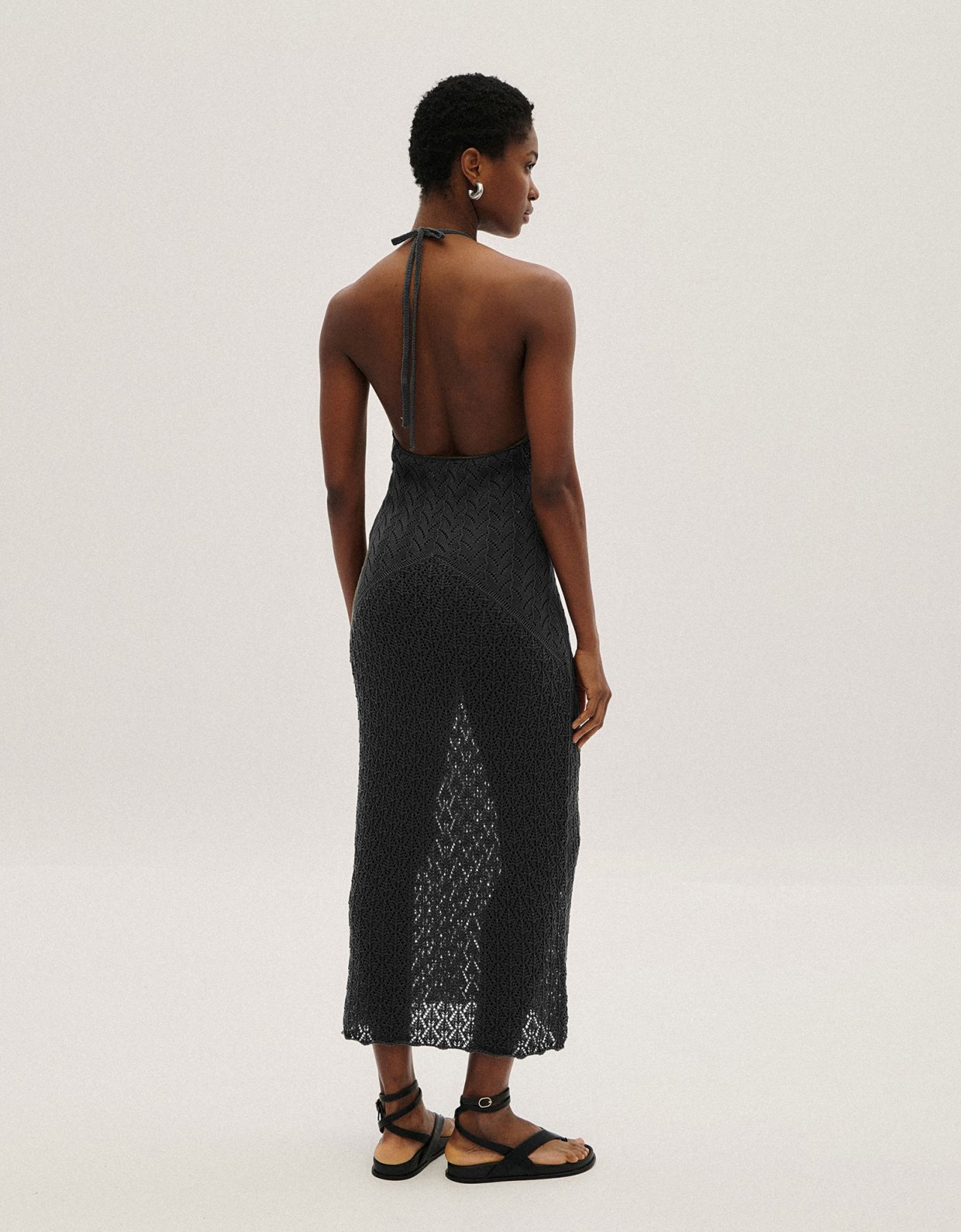 Combos Knitwear Midi open back dress black