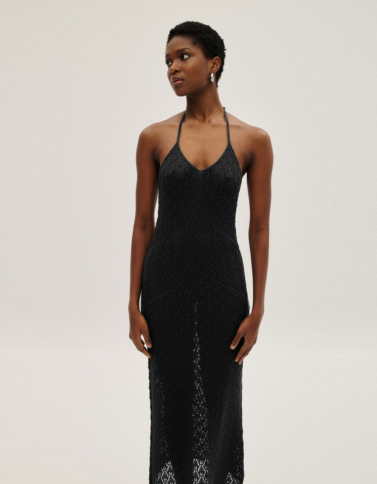Combos Knitwear Midi open back dress black