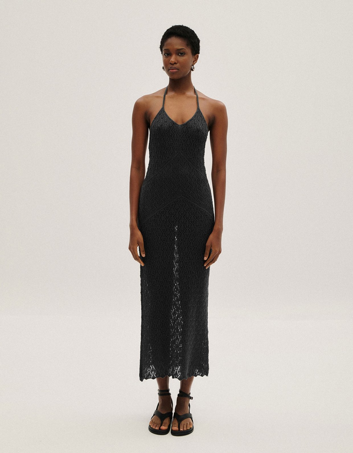 Combos Knitwear Midi open back dress black