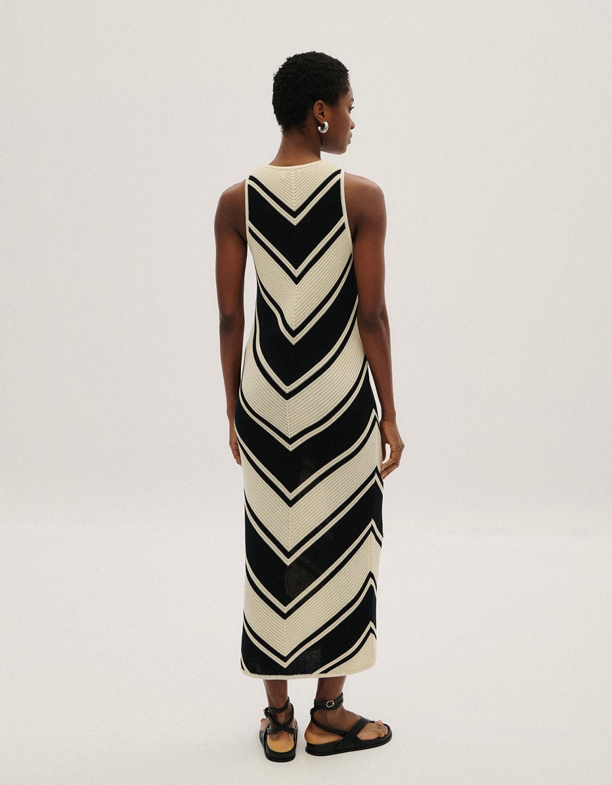 Combos Knitwear Midi sleeveless dress b&w