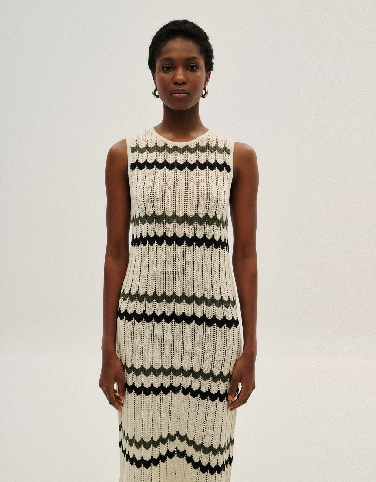 Combos Knitwear Midi sleeveless dress waves