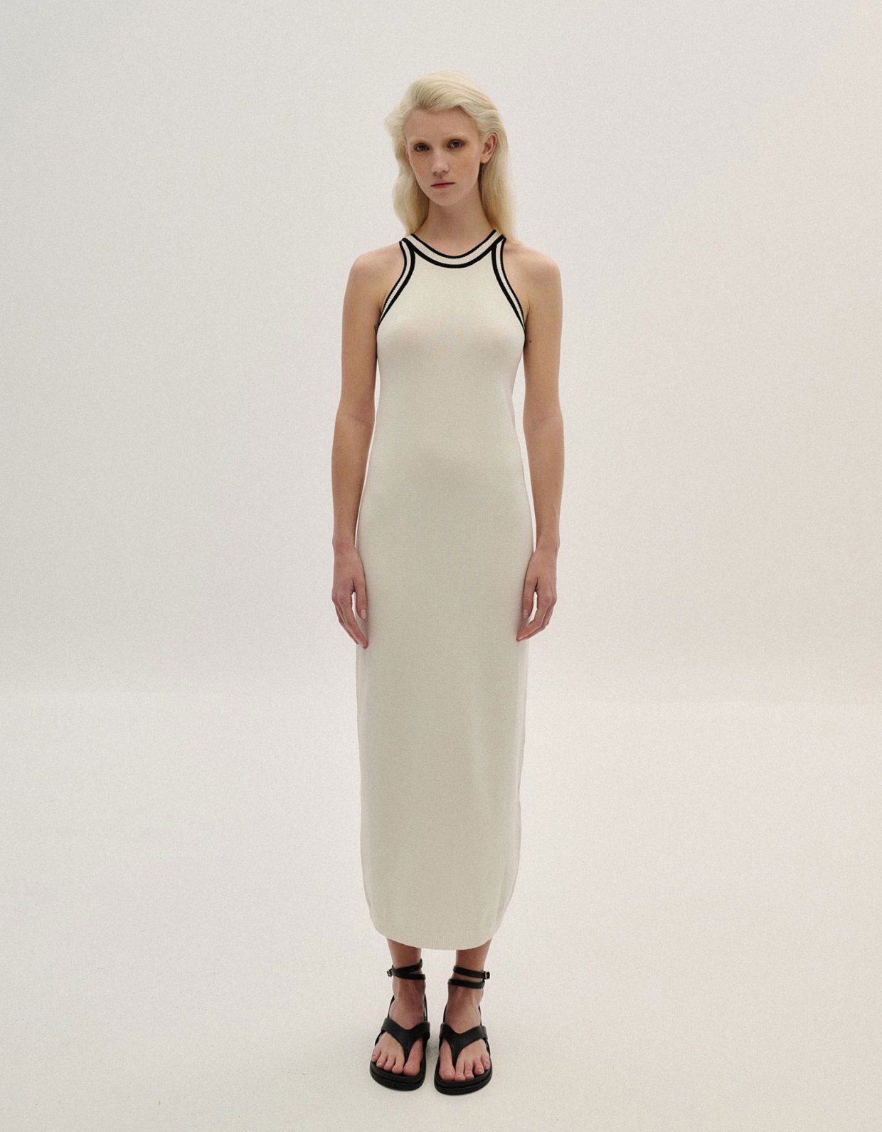 Combos Knitwear Midi sleeveless dress white