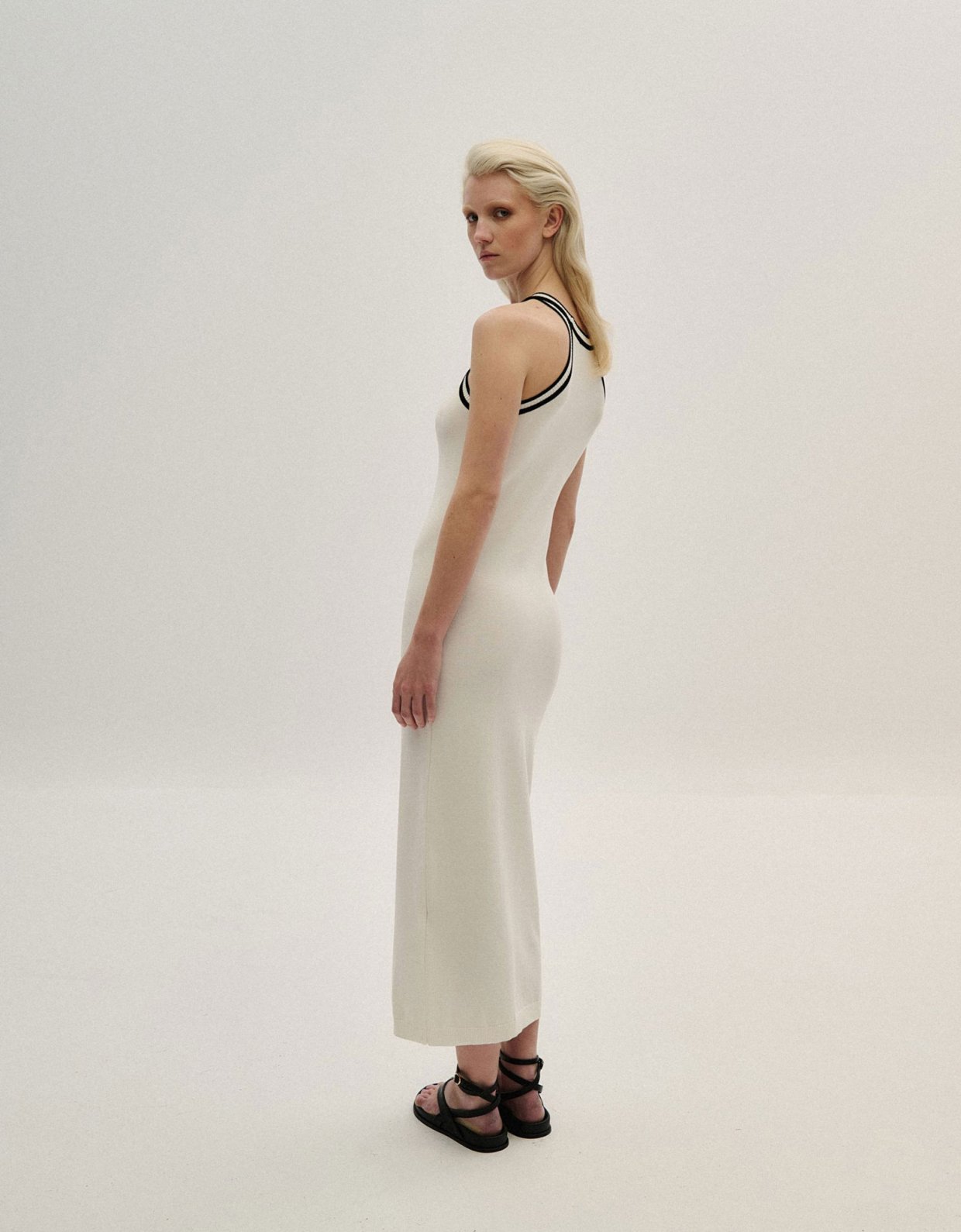 Combos Knitwear Midi sleeveless dress white
