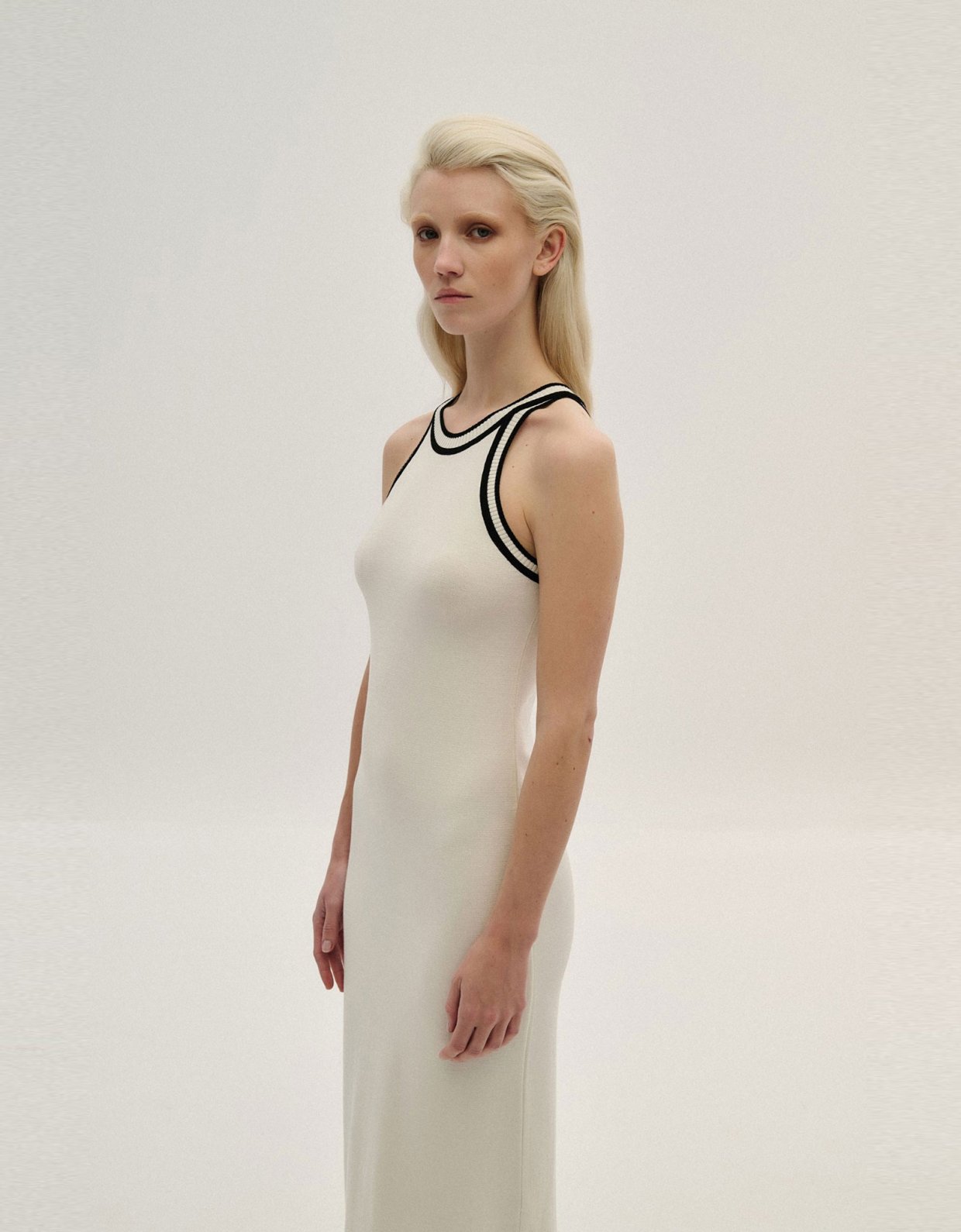 Combos Knitwear Midi sleeveless dress white