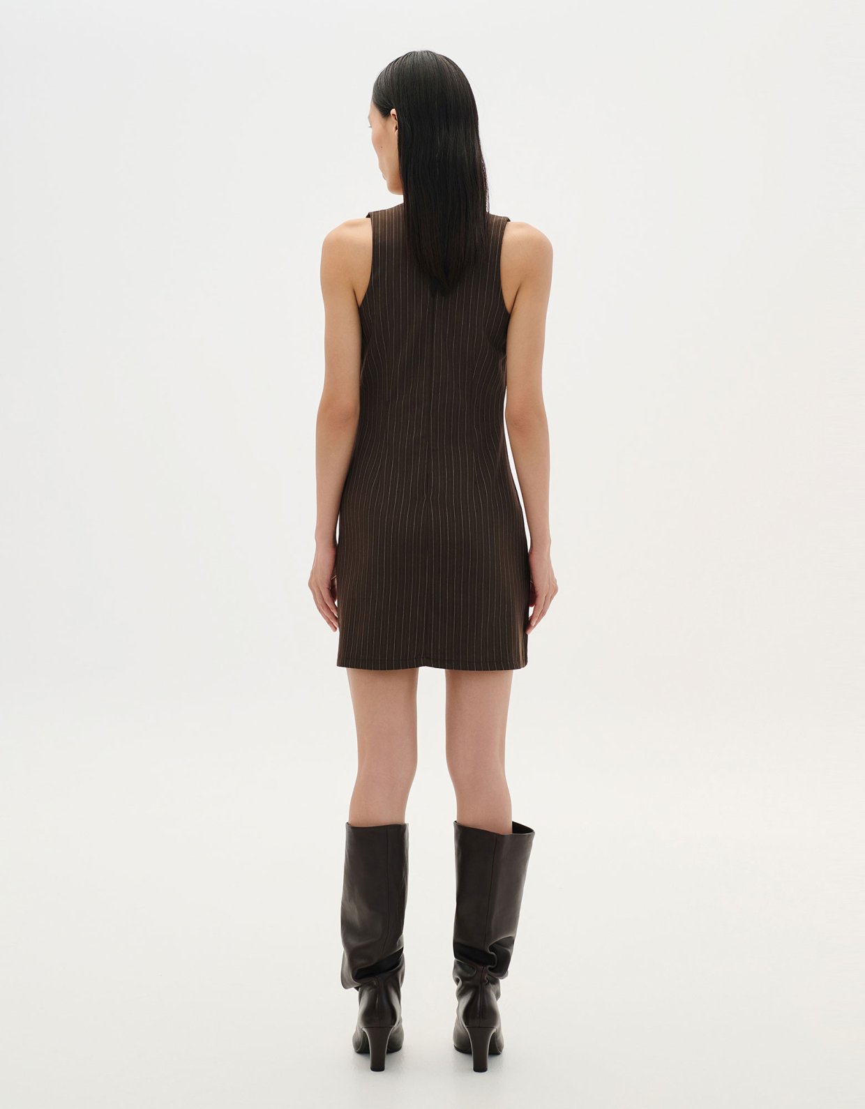 Combos Knitwear Mini stripped dress brown-white