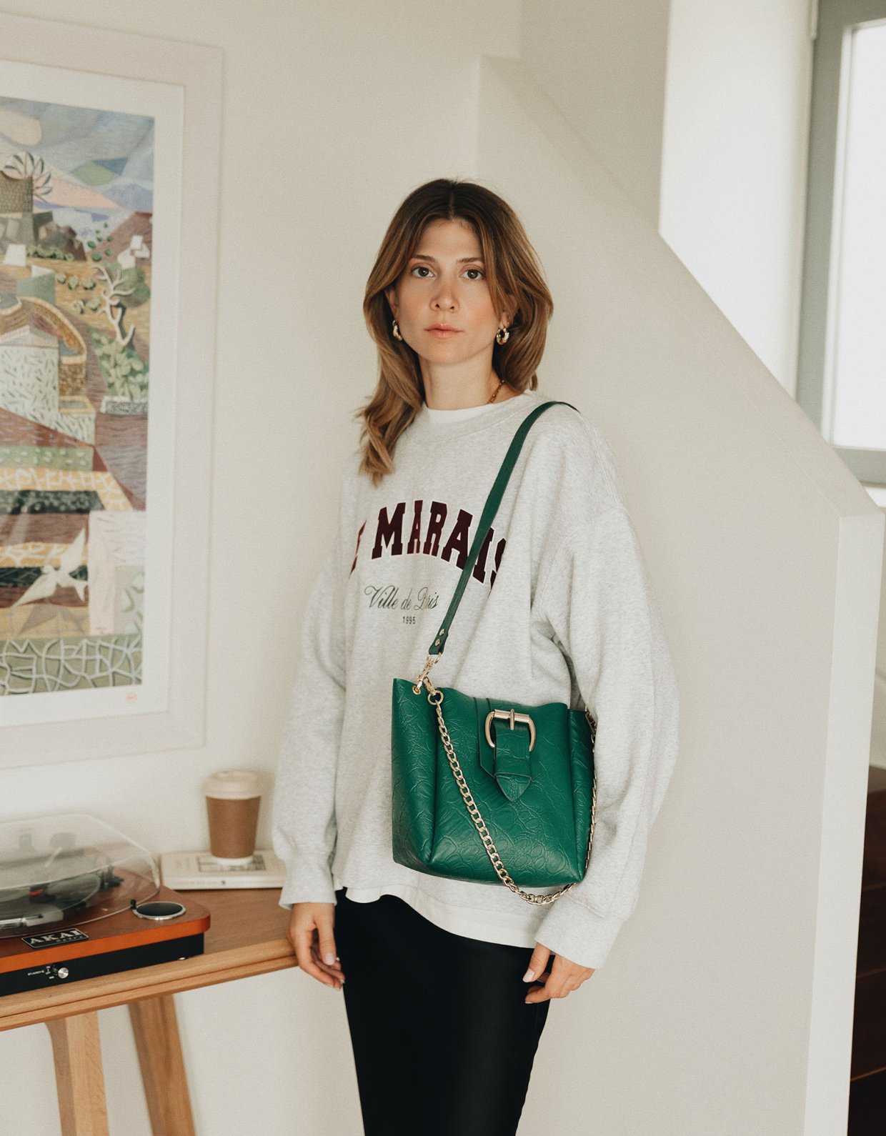 Individual Art Leather Missing bag forest green gold
