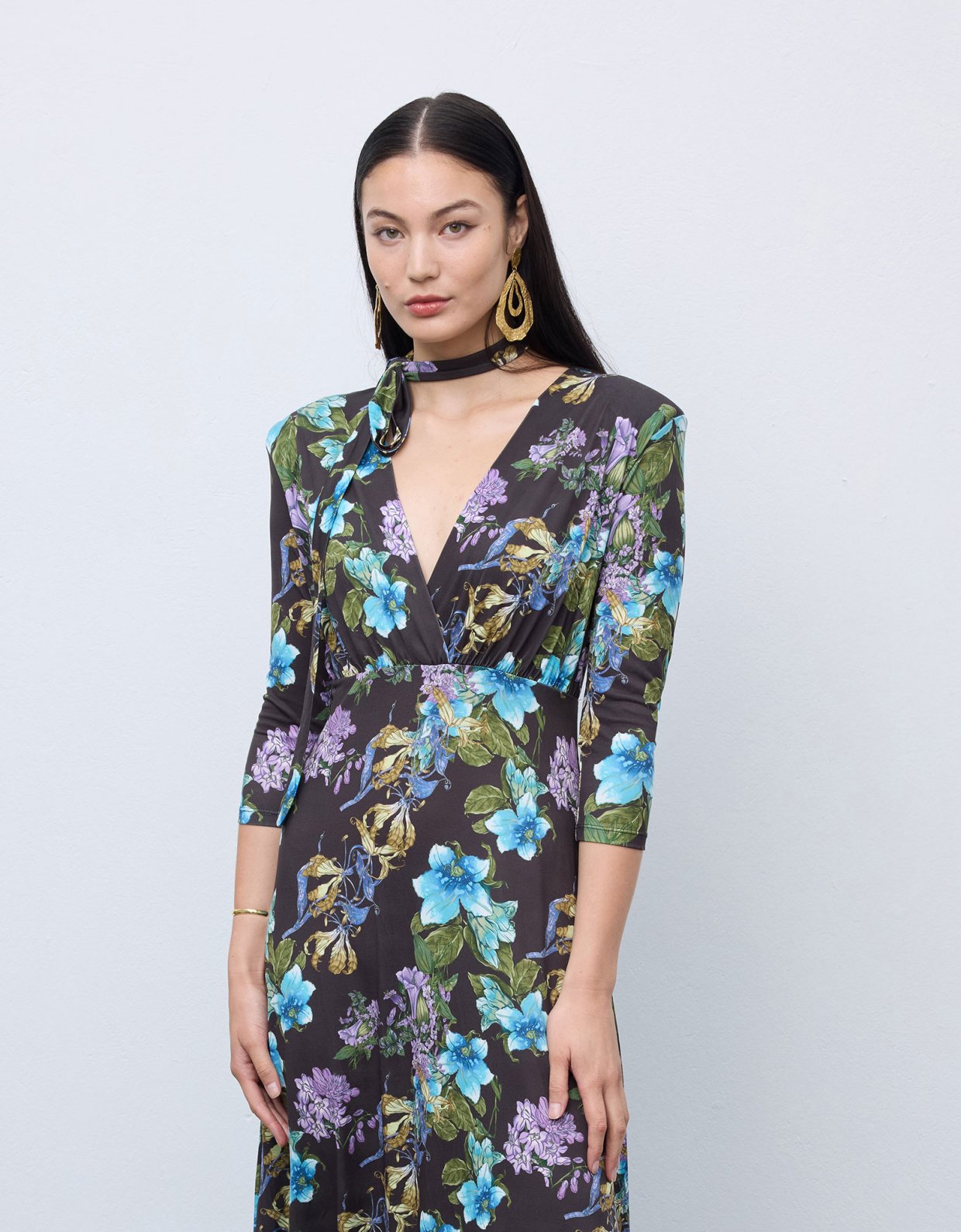 Ciel Concept Mocha blossom jersey midi dress