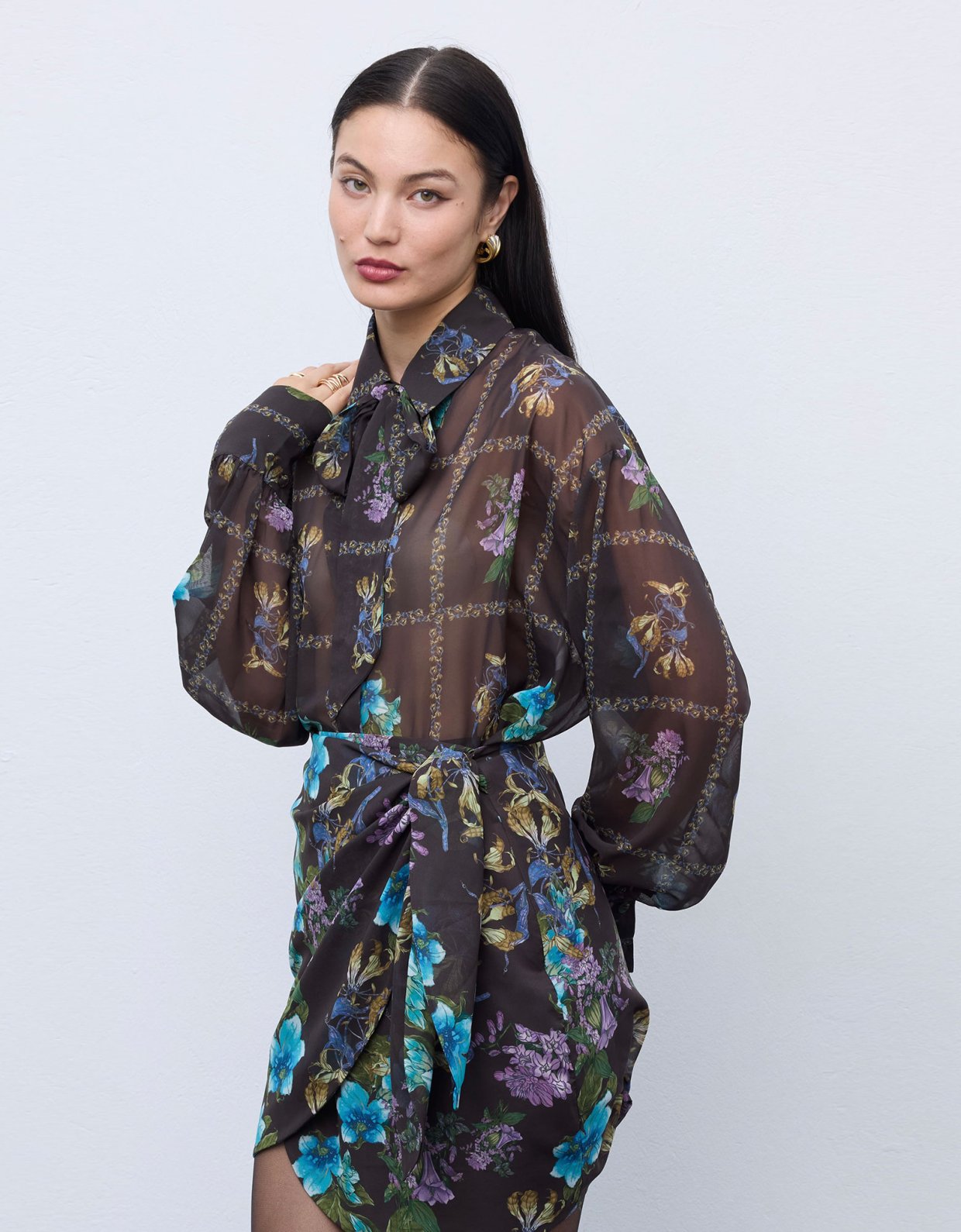 Ciel Concept Mocha blossom mini wrap skirt