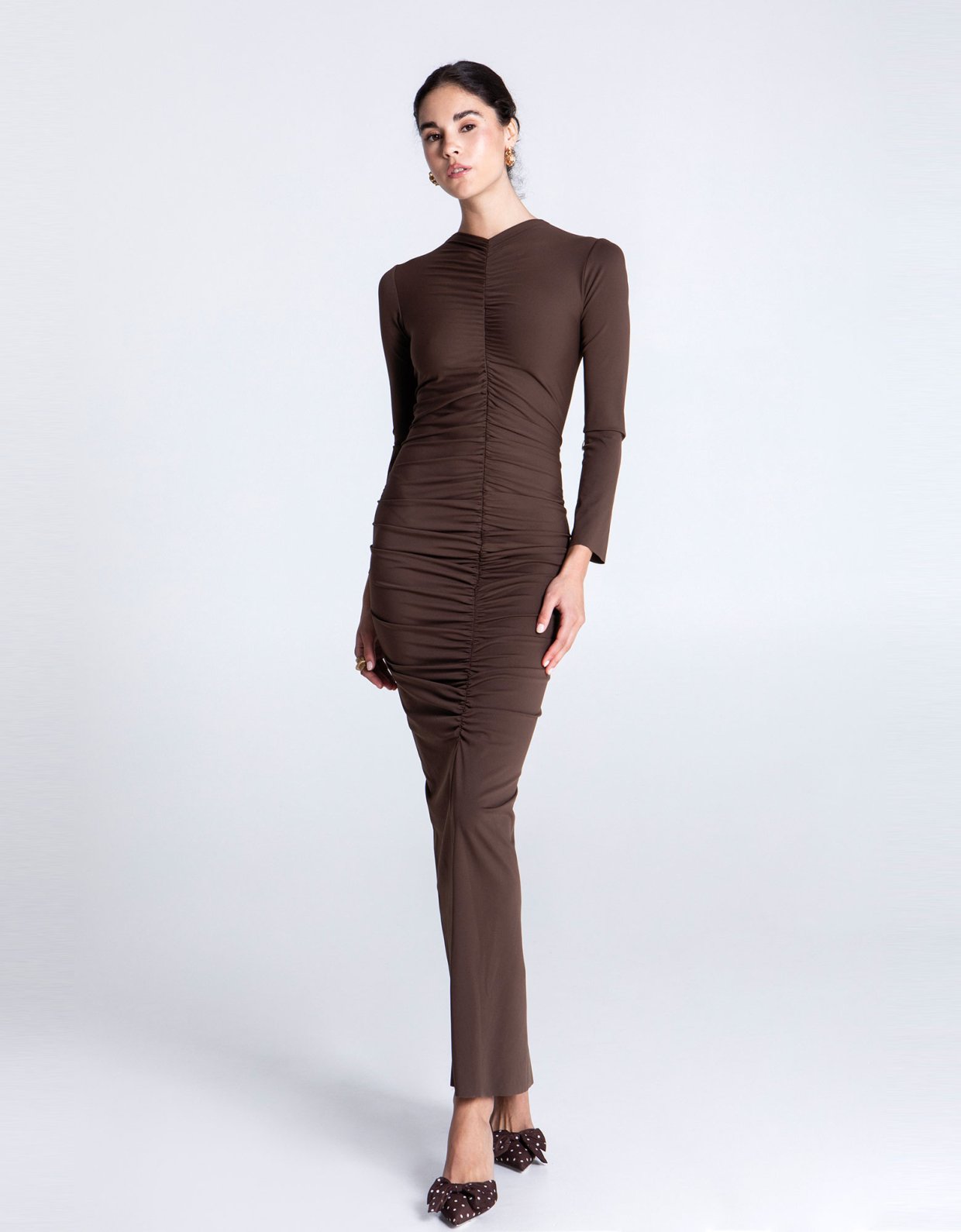 Eveleya Mocha curved maxi dress