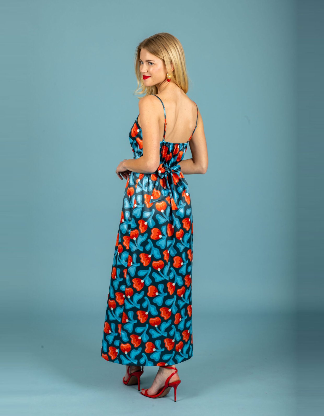Chaton Monica satin slim dress blue