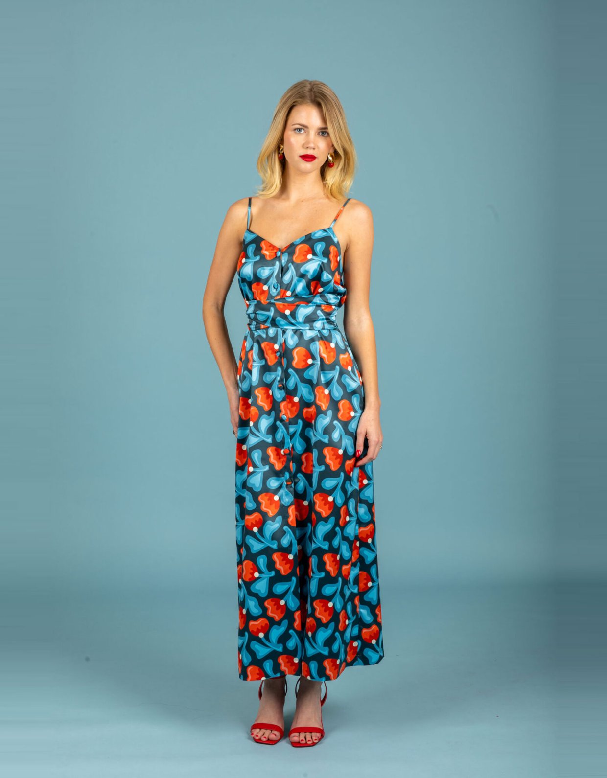 Chaton Monica satin slim dress blue