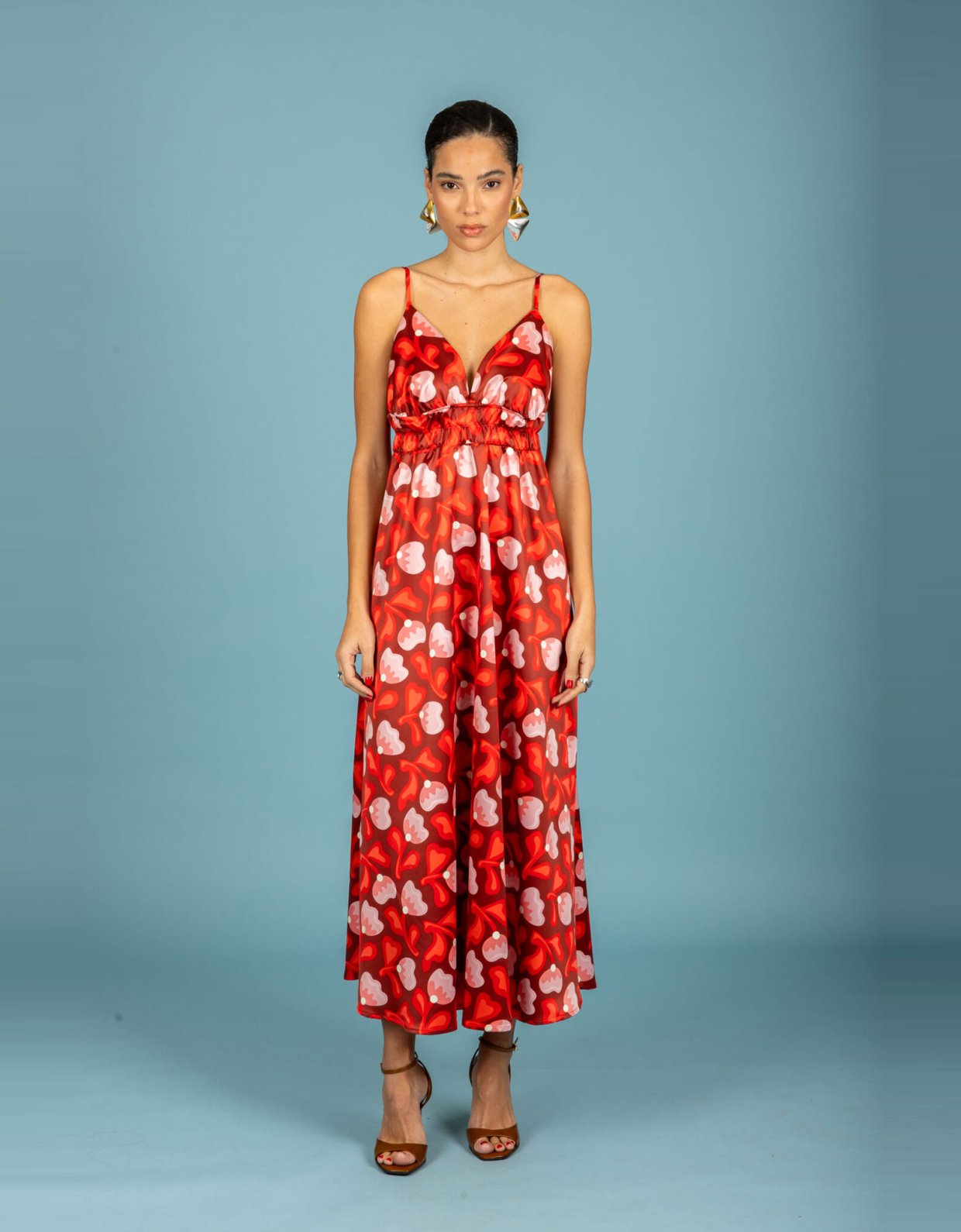 Chaton Monica satin dress red