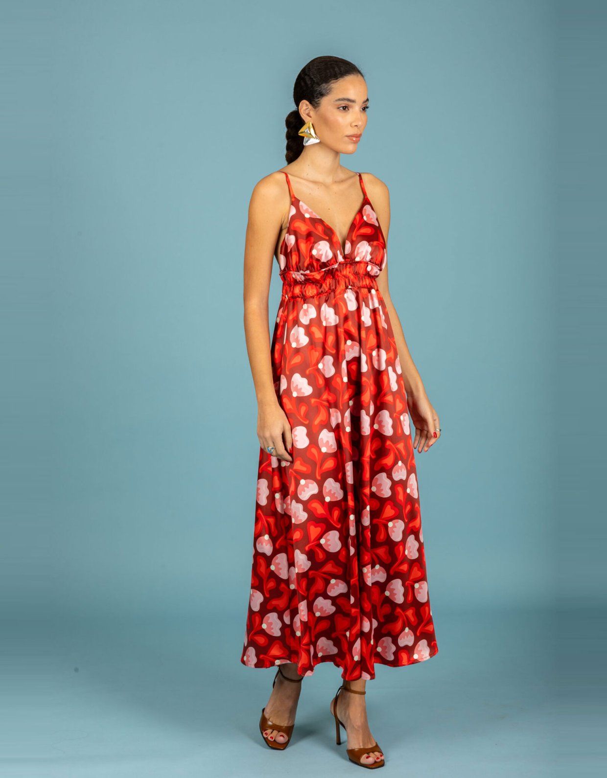 Chaton Monica satin dress red