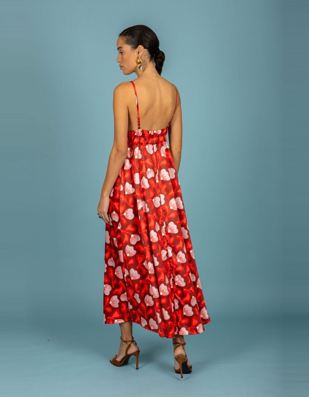 Chaton Monica satin dress red