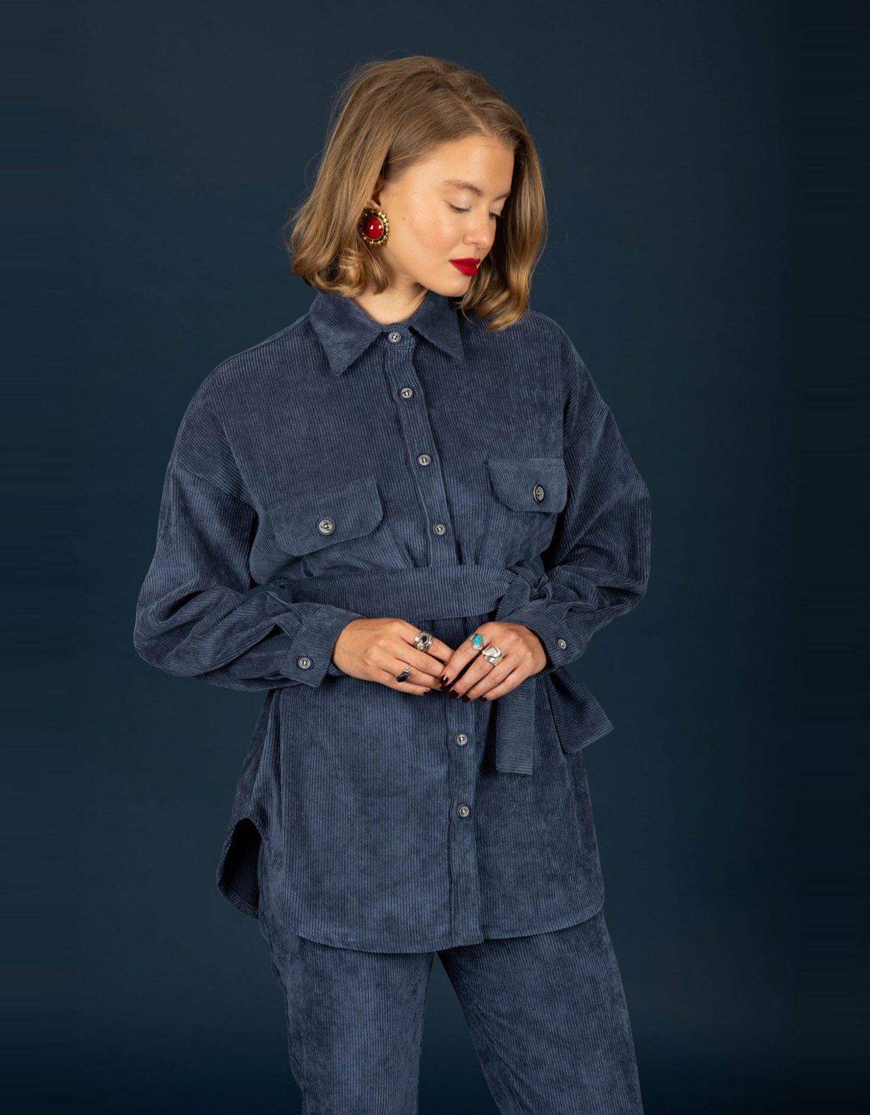 Chaton Morris oversize shirt blue