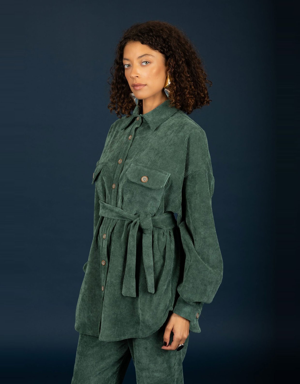 Chaton Morris oversize shirt forest