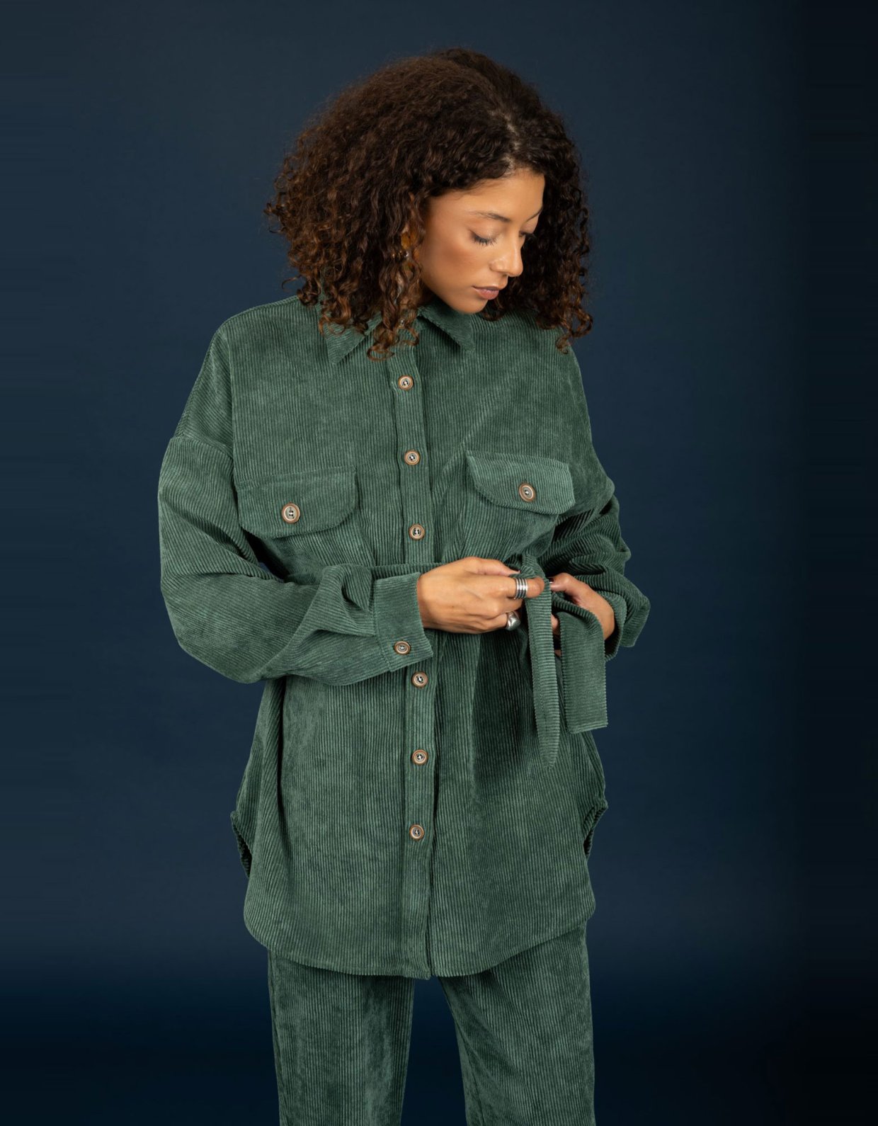 Chaton Morris oversize shirt forest