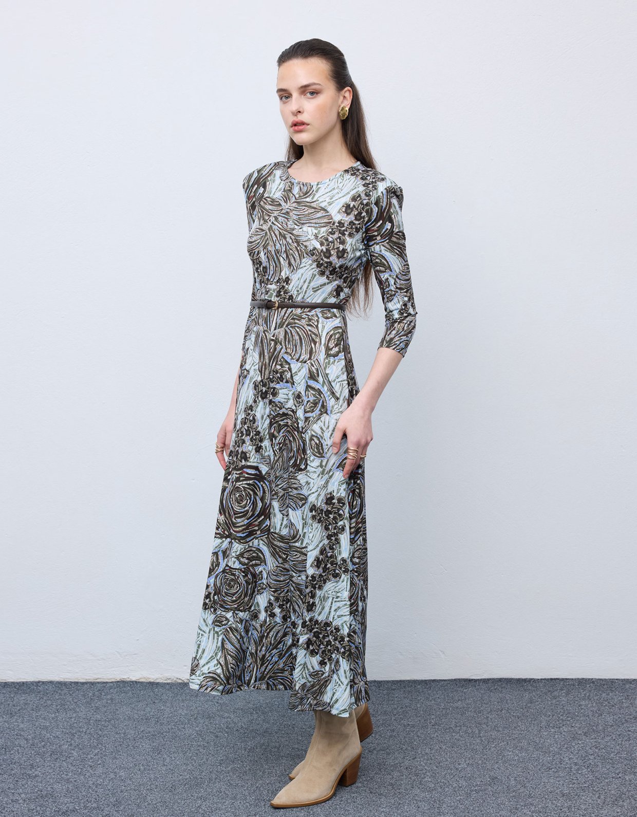Ciel Concept Mosaic anthesis silver jersey midi dress