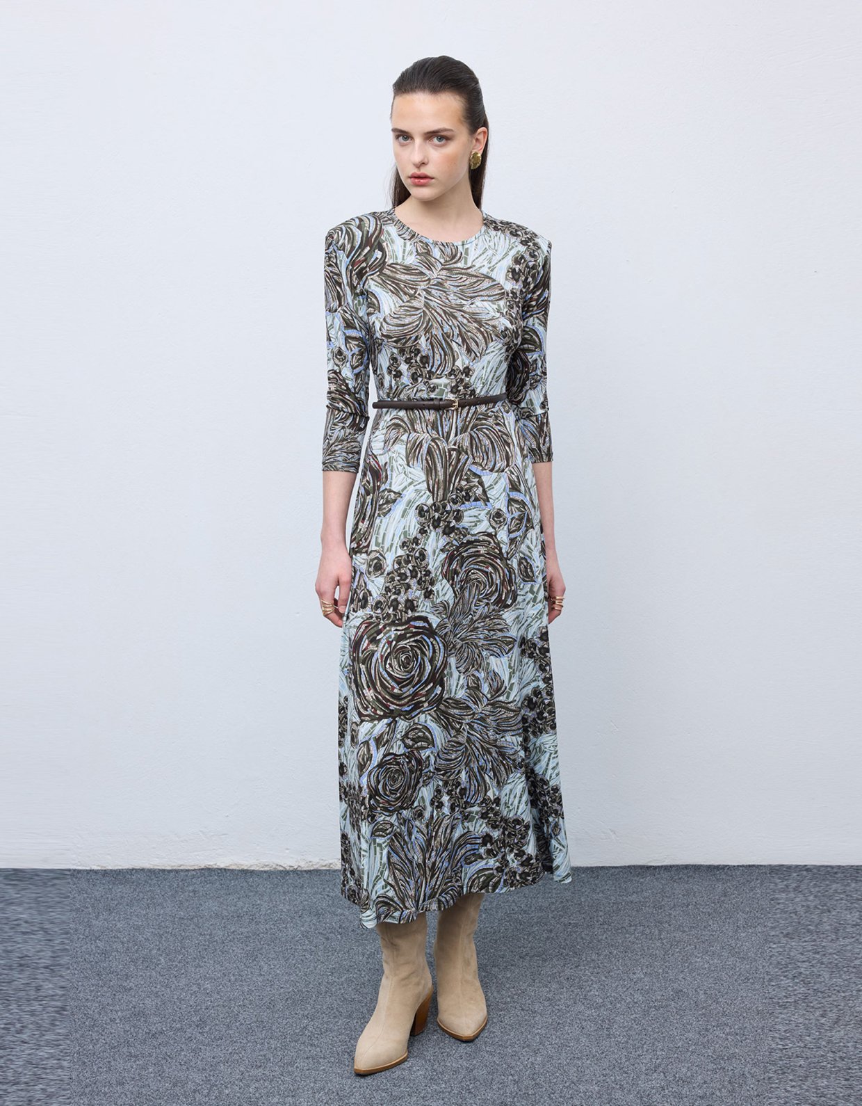 Ciel Concept Mosaic anthesis silver jersey midi dress